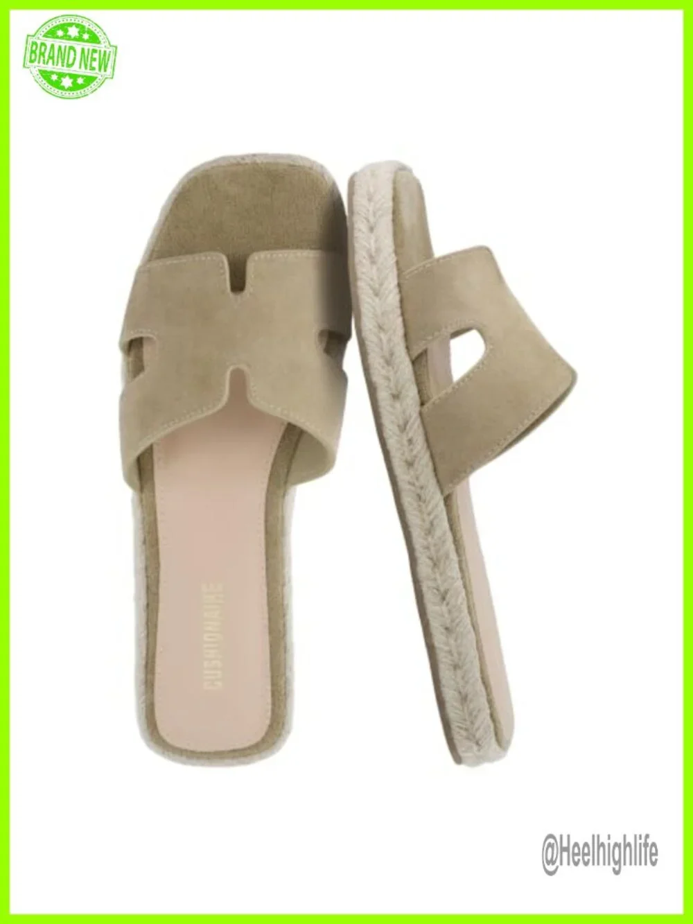 Suede Cutout Espadrille Slide Sandal with Cushioned Footbed